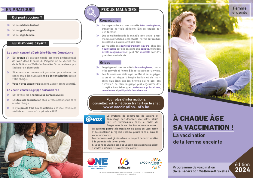 Téléchargez notre brochure La vaccination de la femme enceinte  (pdf)